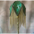 GobekUsa Bamboo Leaf Jacquard Bedside Lampshade with Tassels