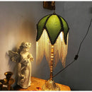 GobekUsa Bamboo Leaf Jacquard Bedside Lampshade with Tassels