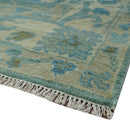 Turkish Hand Knotted Wool Oushak Traditional Area Rug Multi Size - Green Beige Blue