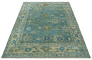 Turkish Hand Knotted Wool Oushak Traditional Area Rug Multi Size - Green Beige Blue