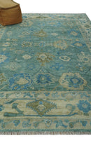 Turkish Hand Knotted Wool Oushak Traditional Area Rug Multi Size - Green Beige Blue