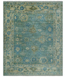 Turkish Hand Knotted Wool Oushak Traditional Area Rug Multi Size - Green Beige Blue