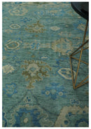 Turkish Hand Knotted Wool Oushak Traditional Area Rug Multi Size - Green Beige Blue
