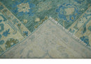 Turkish Hand Knotted Wool Oushak Traditional Area Rug Multi Size - Green Beige Blue