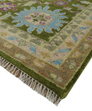 Green, Beige and Purple 8x10 Hand Knotted Traditional Oushak wool area rug by The Rug Decor
