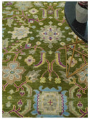 Green, Beige and Purple 8x10 Hand Knotted Traditional Oushak wool area rug by The Rug Decor