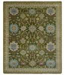 Green, Beige and Purple 8x10 Hand Knotted Traditional Oushak wool area rug by The Rug Decor