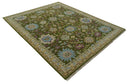 Green, Beige and Purple 8x10 Hand Knotted Traditional Oushak wool area rug by The Rug Decor