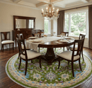 Green, Beige and Purple 8x8 Round Hand Knotted Oushak wool rug