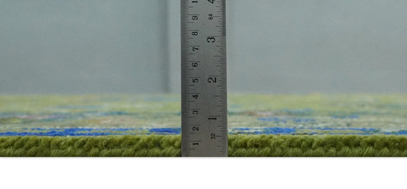 Green, Blue and Brown Hand knotted 8x10 Traditional Oushak wool Area Rug