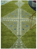 Green, Blue and Gray Hand Knotted Traditional Heriz 8x10 wool area rug by The Rug Decor