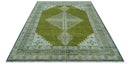 Green, Blue and Gray Hand Knotted Traditional Heriz 8x10 wool area rug by The Rug Decor