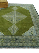Green, Blue and Gray Hand Knotted Traditional Heriz 8x10 wool area rug by The Rug Decor