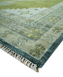 Green, Blue and Gray Hand Knotted Traditional Heriz 8x10 wool area rug by The Rug Decor