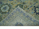 Green, Blue and Mustard Hand Knotted 8x10 Traditional Oushak wool area rug by The Rug Decor