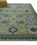 Green, Blue and Mustard Hand Knotted 8x10 Traditional Oushak wool area rug by The Rug Decor