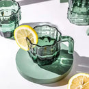 Green cactus glass mug kitchen drinking cup with textured ridges by Decorbites