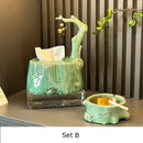GobekUsa Bamboo Tissue Box: Ceramic Green Bamboo Design for Coffee Table & Desk Decor
