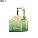 GobekUsa Bamboo Tissue Box: Ceramic Green Bamboo Design for Coffee Table & Desk Decor