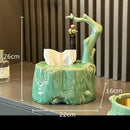 GobekUsa Bamboo Tissue Box: Ceramic Green Bamboo Design for Coffee Table & Desk Decor
