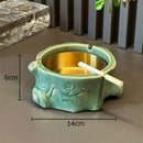 GobekUsa Bamboo Tissue Box: Ceramic Green Bamboo Design for Coffee Table & Desk Decor