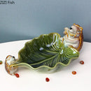 GobekUsa Ceramic Leaf Decor Tray: Elegant Tableware, Fruit Snack Candy Storage Bowl