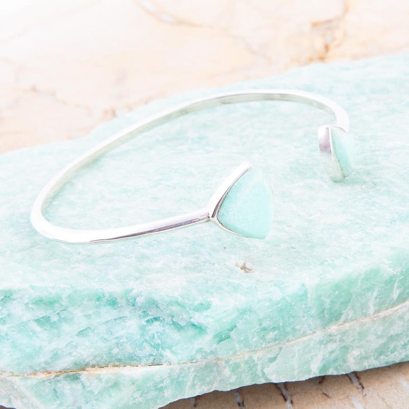 Green Chrysophase Open Sterling Silver Cuff Bracelet