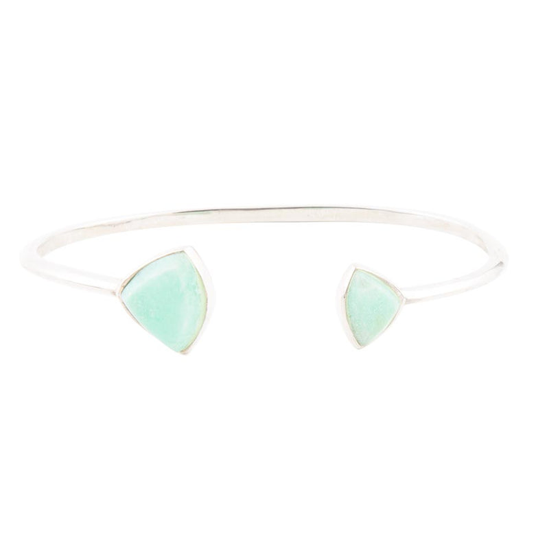 Green Chrysophase Open Sterling Silver Cuff Bracelet