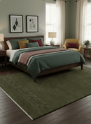 Green Contemporary Design Hand Loomed Wool Area Rug