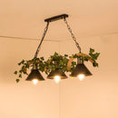 GobekUsa Green Faux Plant Farmhouse Pendant Island Light with Metallic Shade