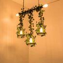 GobekUsa Green Faux Plant Farmhouse Pendant Island Light with Metallic Shade