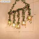 GobekUsa Green Faux Plant Farmhouse Pendant Island Light with Metallic Shade