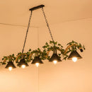 GobekUsa Green Faux Plant Farmhouse Pendant Island Light with Metallic Shade