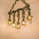 GobekUsa Green Faux Plant Farmhouse Pendant Island Light with Metallic Shade