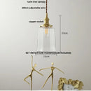 GobekUsa Copper Canopy LED Pendant Light Fixture Green Glass Hanging Lamp