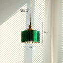 GobekUsa Copper Canopy LED Pendant Light Fixture Green Glass Hanging Lamp