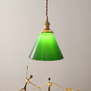 GobekUsa Copper Canopy LED Pendant Light Fixture Green Glass Hanging Lamp