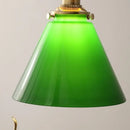 GobekUsa Copper Canopy LED Pendant Light Fixture Green Glass Hanging Lamp