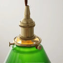 GobekUsa Copper Canopy LED Pendant Light Fixture Green Glass Hanging Lamp