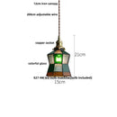 GobekUsa Copper Canopy LED Pendant Light Fixture Green Glass Hanging Lamp