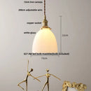 GobekUsa Copper Canopy LED Pendant Light Fixture Green Glass Hanging Lamp