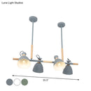 GobekUsa Green/Grey/White Metal Dome Shade Island Chandelier - Nordic Style Pendant Lamp with 4 Heads