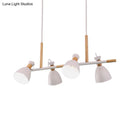 GobekUsa Green/Grey/White Metal Dome Shade Island Chandelier - Nordic Style Pendant Lamp with 4 Heads