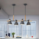GobekUsa Green/Grey/White Metal Dome Shade Island Chandelier - Nordic Style Pendant Lamp with 4 Heads