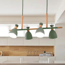GobekUsa Green/Grey/White Metal Dome Shade Island Chandelier - Nordic Style Pendant Lamp with 4 Heads