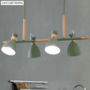 GobekUsa Green/Grey/White Metal Dome Shade Island Chandelier - Nordic Style Pendant Lamp with 4 Heads