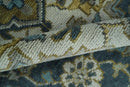 Ivory Teal Silver Olive Wool Area Rug - Hand Knotted Heriz Medallion by The Rug Decor