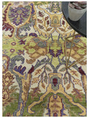 Green, Ivory And Gold Transition Hand Knotted Custom Made wool area rug by The Rug Decor