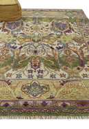 Green, Ivory And Gold Transition Hand Knotted Custom Made wool area rug by The Rug Decor