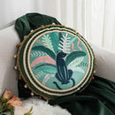 Green leaves moss printed velvet cushion cover living room decor by Decorbites